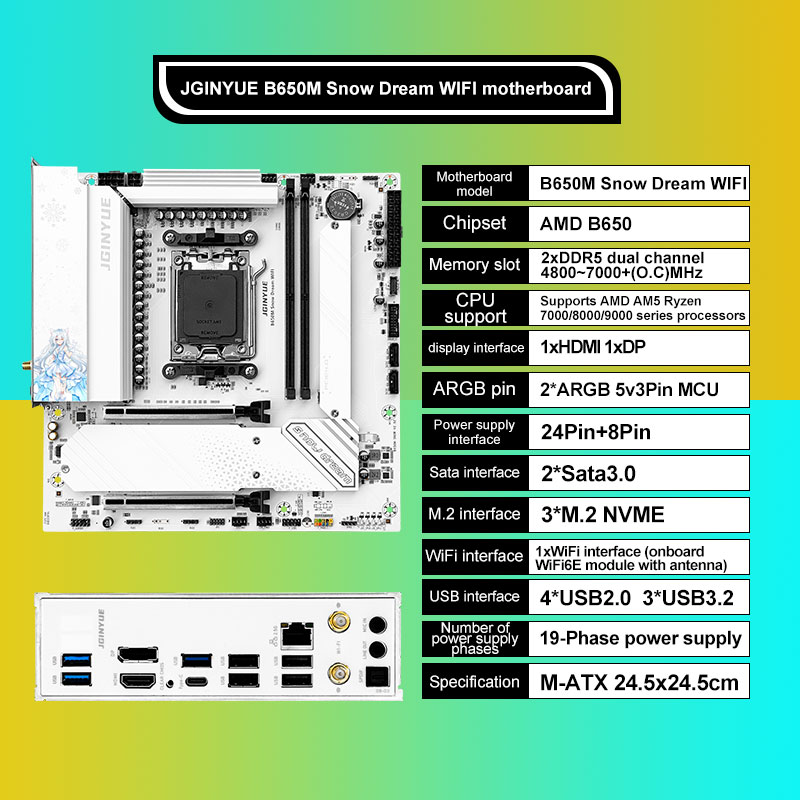 Am5 Micro Atx Pcie 5.0 Motherboard - JGINYUE B650M Kar Rüyası WIFI 6E