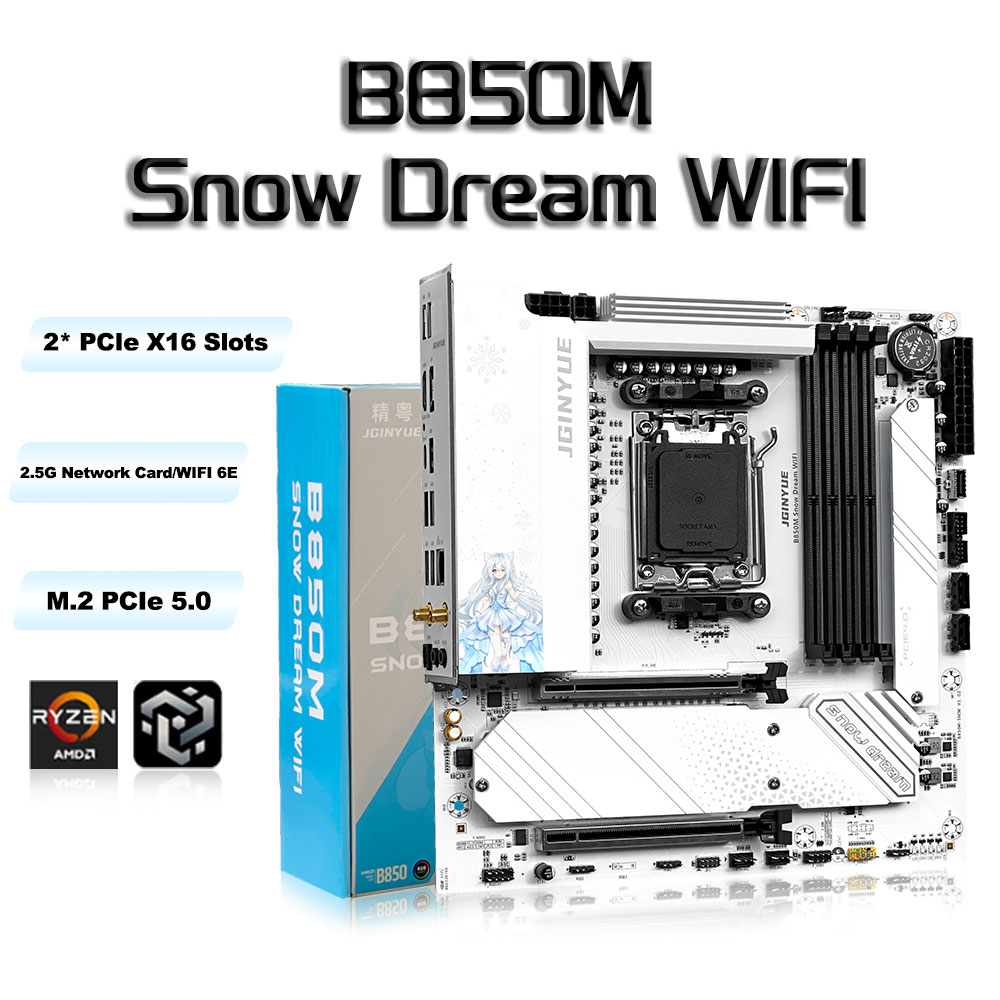 JGINYUE B850M Snow Dream WIFI  - Am5 Micro Atx Pcie 5.0 Motherboard incelemesi ve fiyatı